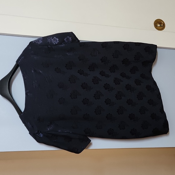 Navy Blue jacquard pull on blouse - Picture 4 of 4